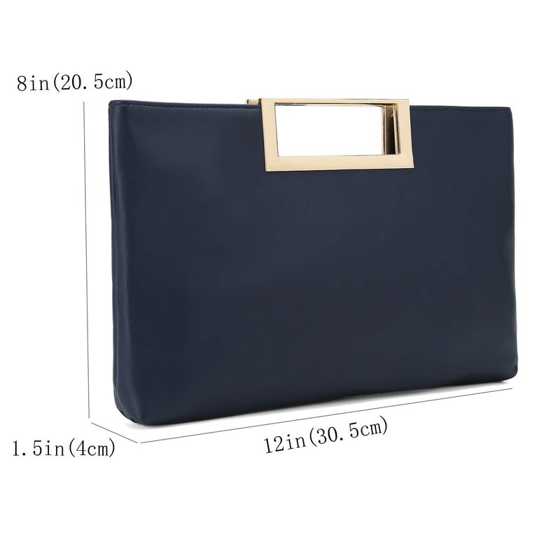 CHARMING TAILOR Fashion PU Leather Handbag Stylish Women Convertible Clutch Purse (Navy) - Image 3